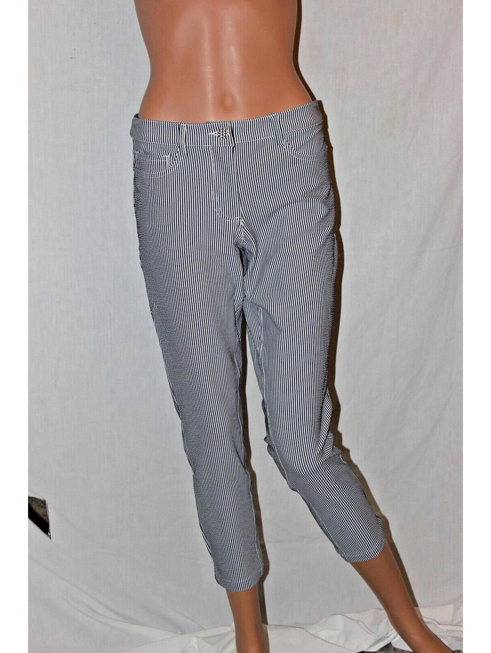 NEW MOVETES WOMENS EMY CAPRI PANTS NAVY WHITE PINSTRIPE VARIOUS TOP QUALITY